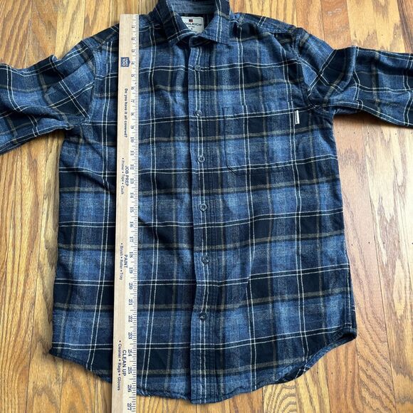 Woolrich 100% Cotton Flannel Shirt Men's Small Blue Black Plaid Workwear Outdoor - Picture 5 of 7